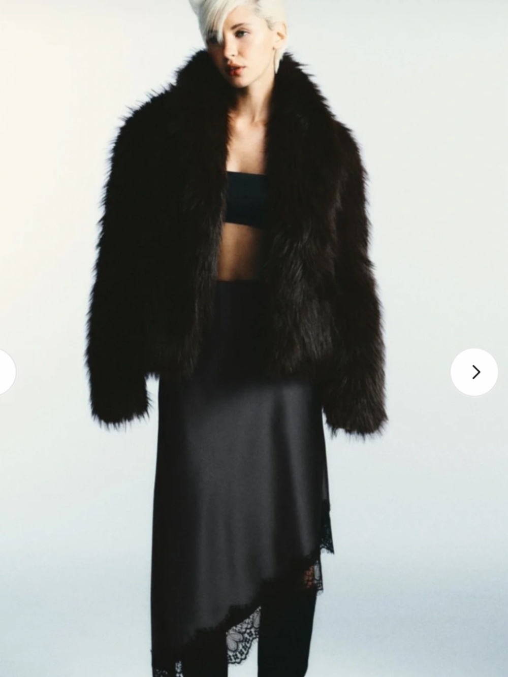 Zara (NWT) Size S Asymmetrical Charcoal Grey Skirt with Black Lace Trim/Glam